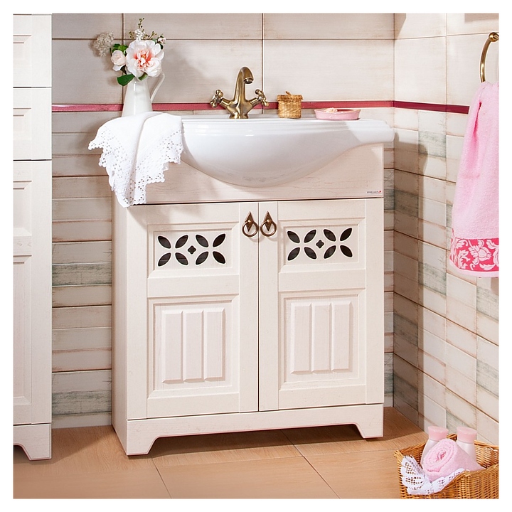 Тумба под раковину БРИКЛАЕР Кантри 80 см напольная, бежевый дуб прованс