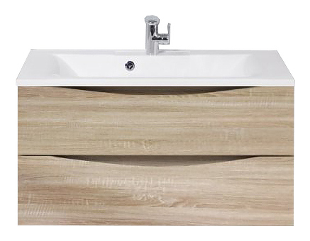Тумба с раковиной BelBagno MARINO-900-2C-SO-WO-P + BB900/450-LV-MR-PR перелив слева, выбеленное дерево