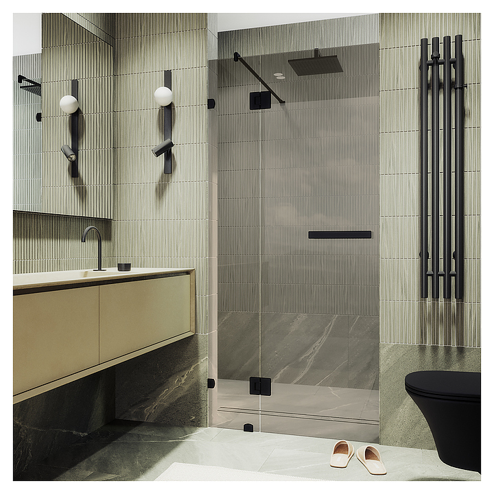 Дверь душевая MaybahGlass MGD-502-6 100х195 см, распашная, с добором на петлях, бронза, черный