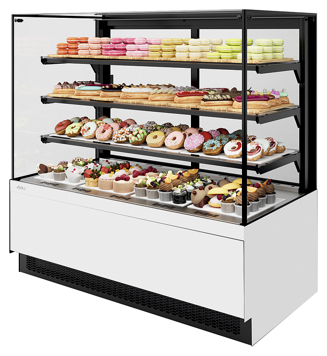 Витрина кондитерская Chilz VETE II KUB 130 белый глянец, металлик