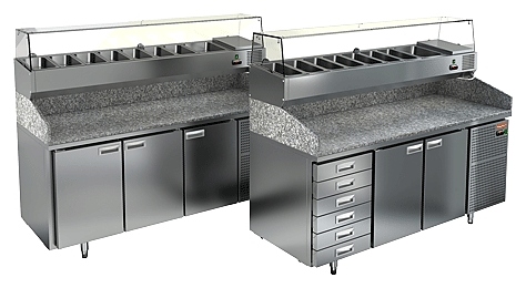 Стол охлаждаемый для пиццы HICOLD PZ3-11/GN (с витриной)