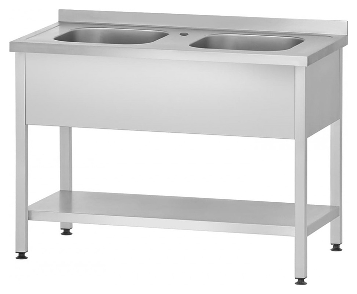 Ванна моечная Mecon Profi Inox ВМЦп 1000х600х860 мм (2 м/о 400х400х250 мм) ножка профильная