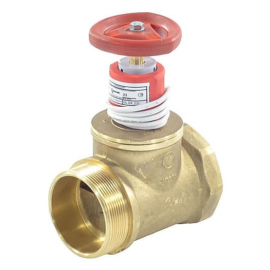 Клапан пожарный Апогей латунь прямой КПЛП 50-1 Ду 50 1,6 МПа муфта-цапка с датчиком положения ДППК 20,5