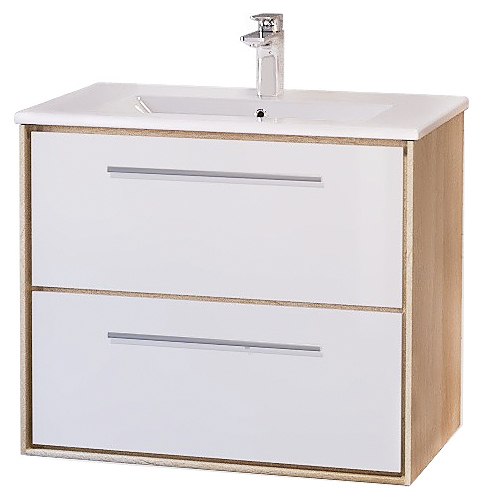 Тумба под раковину Raval Frame 75 белая/дуб сонома