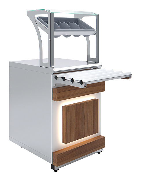Прилавок для столовых приборов и подносов Luxstahl ПП (С)-600 Premium Eco Wood