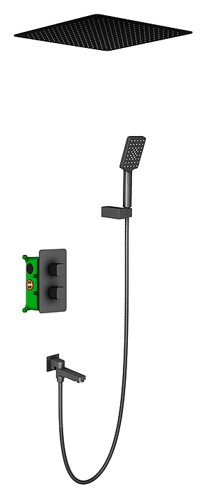 Комплект душевой TIMO Petruma SX-5019/03SM с термостатом, черный матовый
