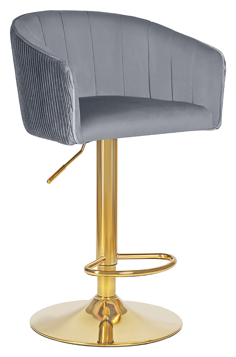 Стул барный DOBRIN 5025_GoldBase-LM DARCY GOLD (серый велюр, золотая сталь)