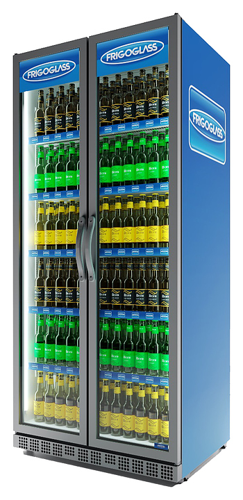 Шкаф холодильный Frigoglass Max 1000 HD (R290, сер.корпус,бел.каб., 2Led, 6 полок, 6 цд, откл.осв., контр. KeepThink)