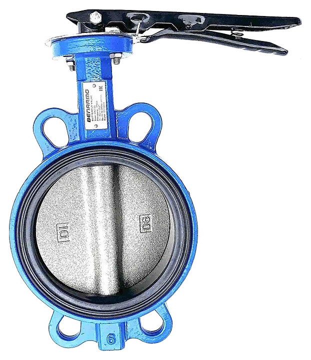 Затвор дисковый поворотный Benarmo 107-4926 (EURO), PN 1,6 МПа, ДУ 150, межфланцевый чугунный, с рукояткой