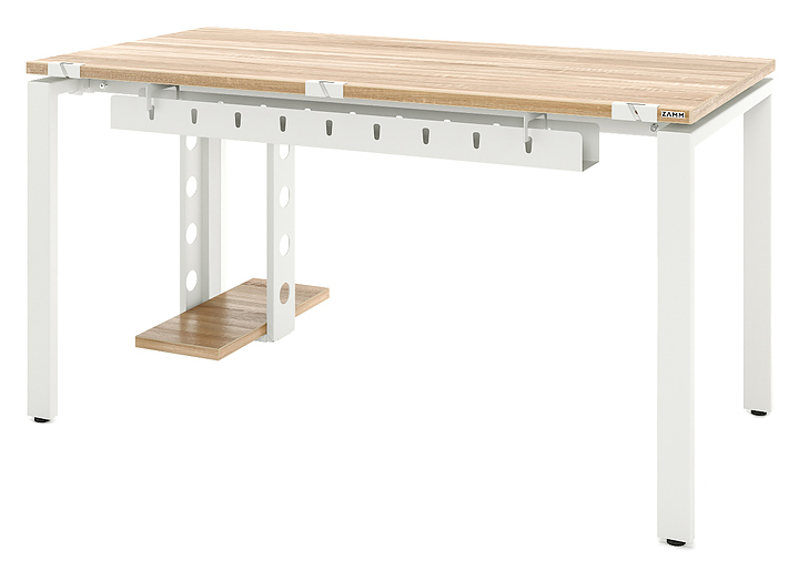 Стол офисный прямой ZAMM Формат 60х30 ТР 1800х800 с пропусками, кабель-каналом и подвесом системного блока, дуб бардолино/белый матовый