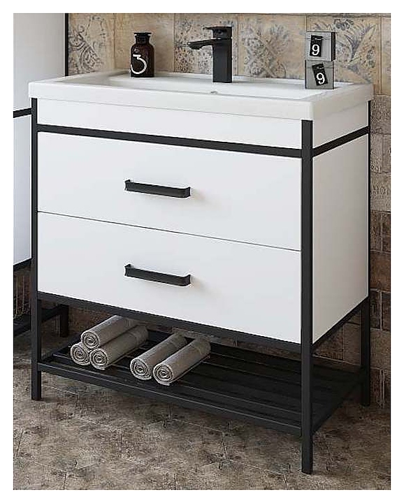 Тумба с раковиной Sanflor Норд 80 см белая матовая