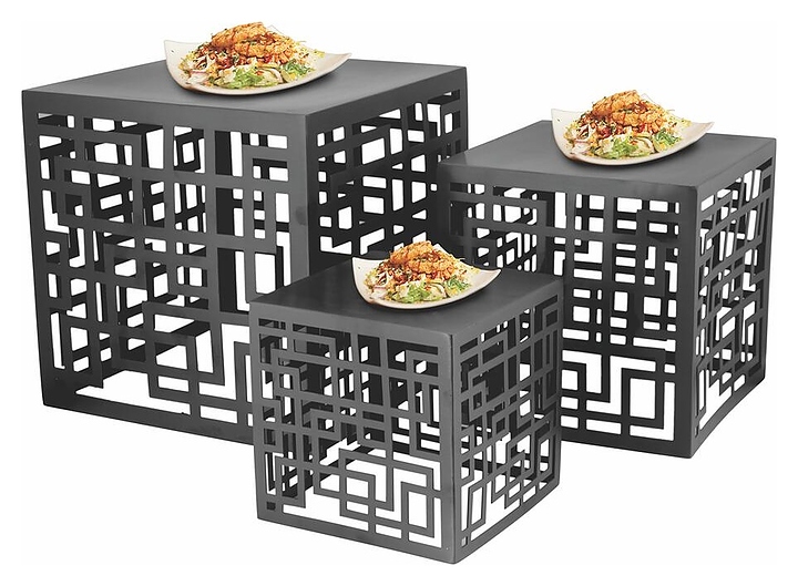 Подставка фуршетная P.L. Proff Cuisine 81241202 20х20 см h=20 см квадрат глянец Black перфорация (металл)