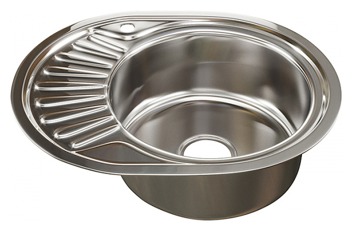 Мойка кухонная Mixline ML 45х57 см слив 90 мм, толщина стали 8 мм, с сифоном, правая