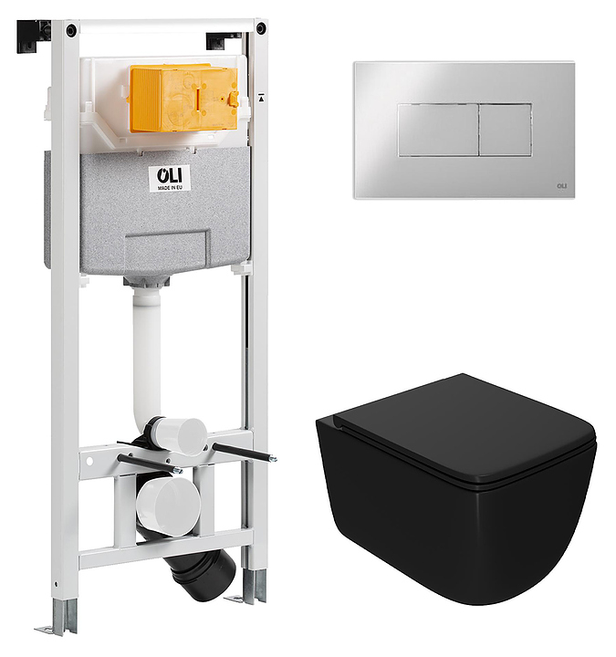 Унитаз подвесной с инсталляцией и панелью смыва OLI 120 ECO Sanitarblock pneumatic 879235pKA00+PN41831BM