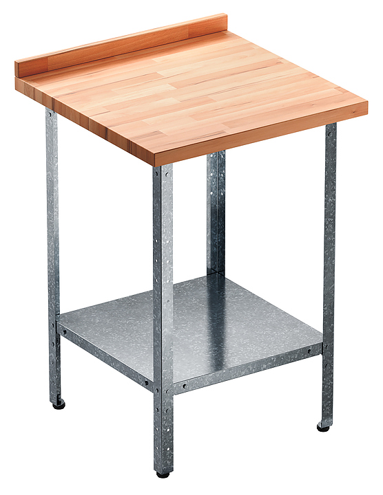 Стол кондитерский Мебель Фронт Бизнес СКБП 900x900x860 мм, полка сплошная, с бортом, бук