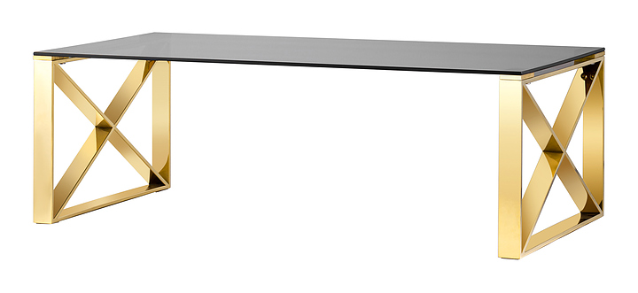 Стол журнальный Stool Group 120*60 Кросс золото стекло smoke