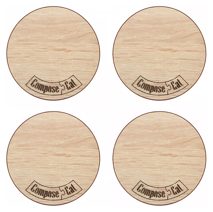 Набор подставок под кружку ComposeEat NBD4852086OA4 Бирдекель 85 мм, 4 шт., дуб светлый