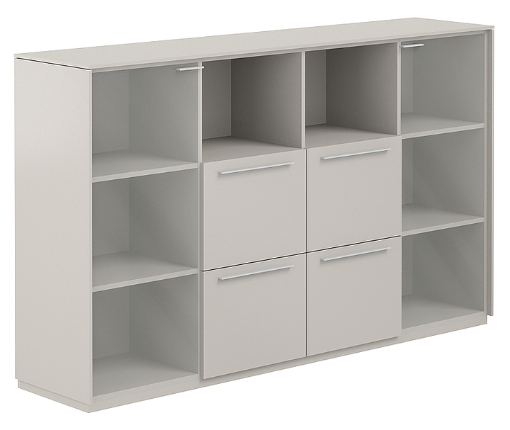 Шкаф для документов средний NORDEN NZ-0326.GS.GS прозрачное стекло