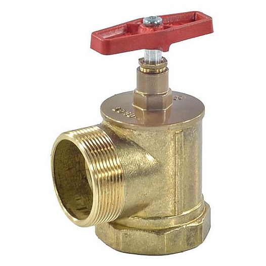 Клапан пожарный Цветлит-Р латунь угловой 90 гр ПК50 Ду 50 1,6 МПа муфта-цапка