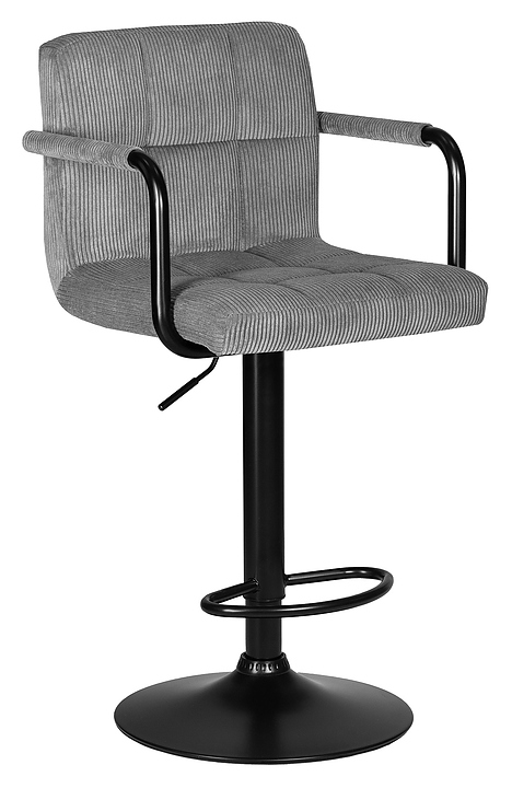 Стул барный DOBRIN 2041-52 KRUGER ARM BLACK (серый вельвет, черный) 2 шт.