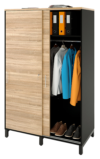 Локер ZAMM 2 полки, 2 штанги МК 600 120х60х190 см фасад дуб Бардолино, корпус черный