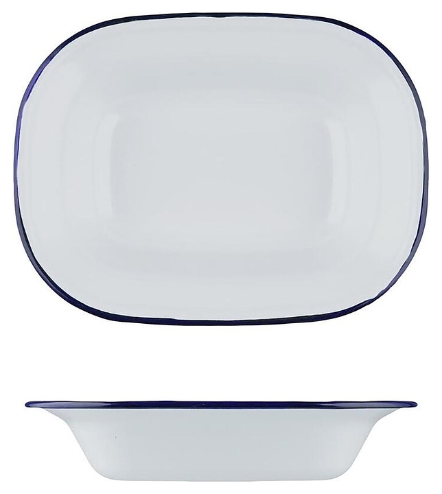 Блюдо сервировочное Sunnex CED9078 Blue Rim 400 мл 18х13 см h=4 см (эмалированная сталь) прямоугольное