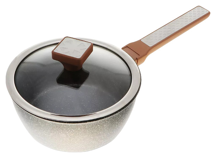 Ковш Kitchenstar SYB-B119AK-0418M 2 л Ø 18 см h=10 см (алюминий с мраморным покрытием, рукоятки из бакелита) с крышкой