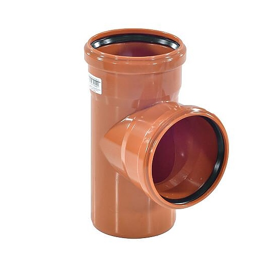 Тройник Ostendorf НПВХ с раструбом коричневый Дн 200х200х87гр б/нап в/к KGEA