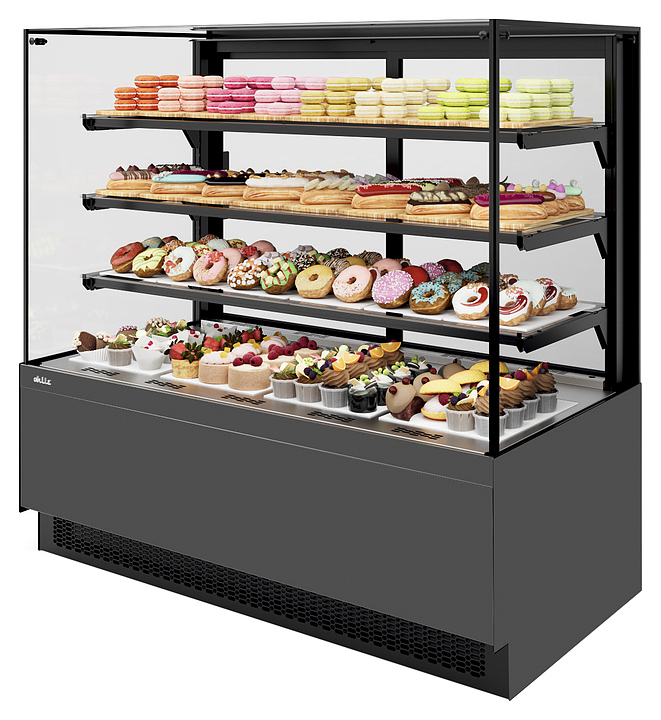 Витрина кондитерская Chilz VETE II KUB 130 серый матовый, металлик