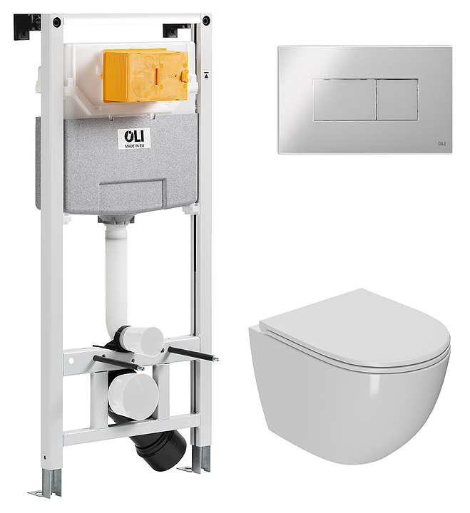 Унитаз подвесной с инсталляцией и панелью смыва OLI 120 ECO Sanitarblock pneumatic 879235pKA00+PN41041