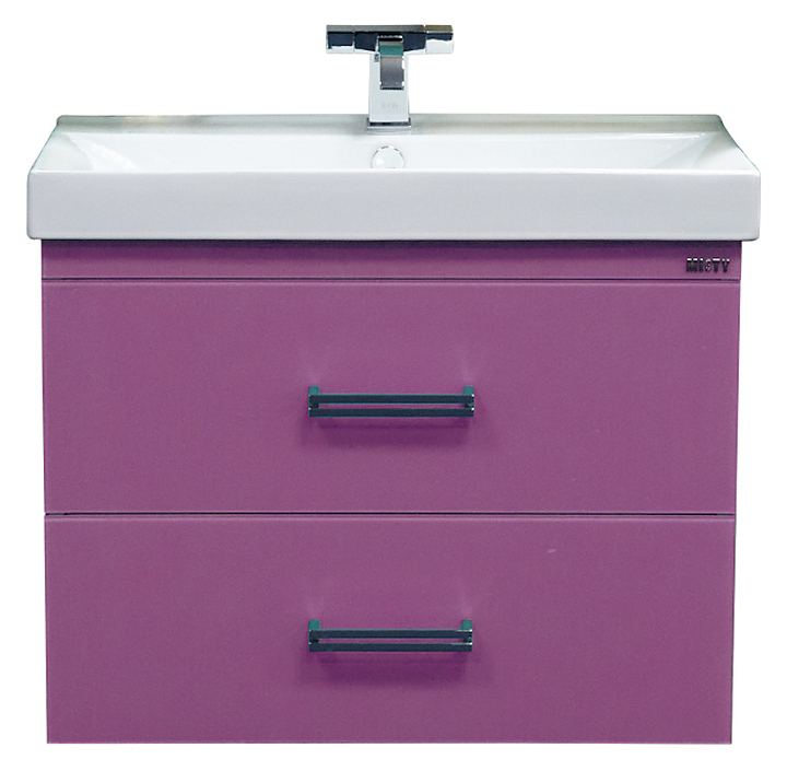 Тумба под раковину Misty Джулия Qvatro 75 71,5х55 см, с 2 ящиками, конус, подвесная, розовая