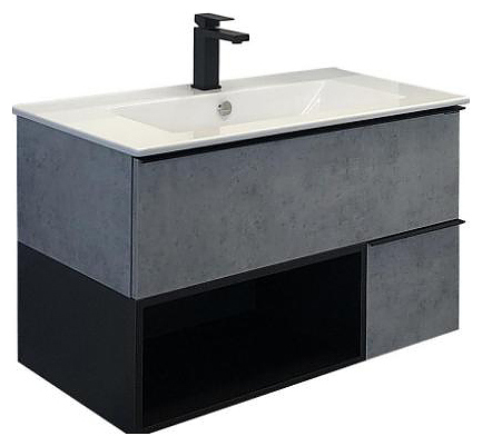 Тумба с раковиной Comforty Франкфурт-90 бетон светлый, белая раковина