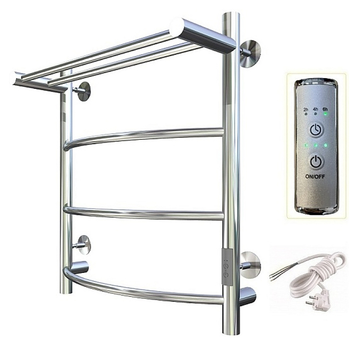 Полотенцесушитель электрический с полочкой Тругор Пэк сп 5 П 60х40 см, хром