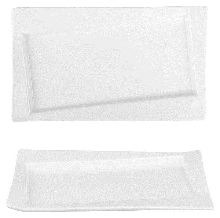 Блюдо сервировочное P.L. Proff Cuisine F1871-10 Asymmetry 24,5х14,3 см h=2,5 см прямоугольное со смещенным дном (фарфор) белое