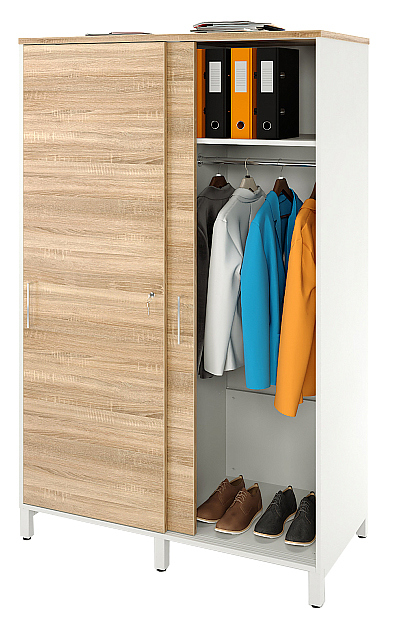 Локер ZAMM 2 полки, 2 штанги МК 600 120х60х190 см фасад дуб Бардолино, корпус белый