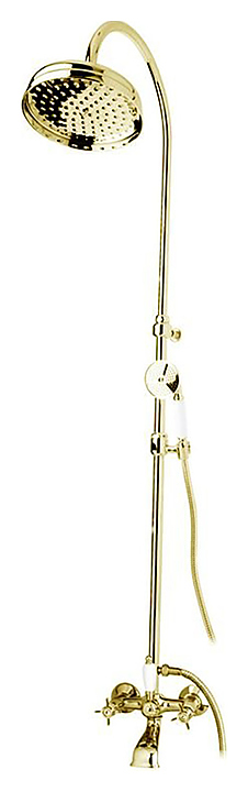 Стойка душевая CEZARES LORD-CVD-03/24-Bi с изливом, золото, ручка белая