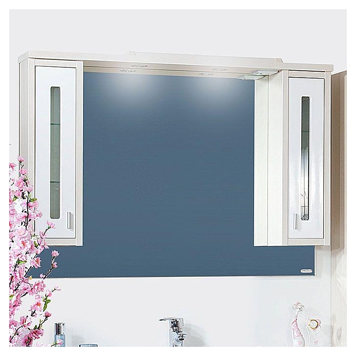 Зеркало БРИКЛАЕР Бали 120 120,4х82,6 см с подсветкой, светлая лиственница, белый глянец