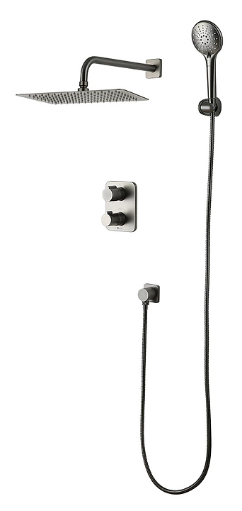 Смеситель для ванны и душа термостатический встраиваемый LEMARK Bronx LM3749GM графит