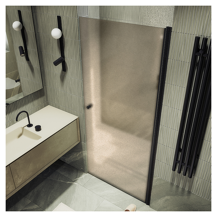 Дверь душевая MaybahGlass MGD-805-6 80х198 см, распашная, на монопетле, бронза матовая, черный