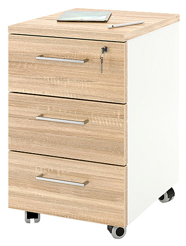 Тумба мобильная ZAMM 3 ящика 41х50х61,3 см фасад дуб Бардолино, корпус белый