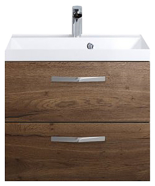 Тумба с раковиной BelBagno AURORA-600-2C-SO-RT + BB600/450-LV-MR-AST + 8.1107.224192.0270 дуб табак, ручки белые глянцевые