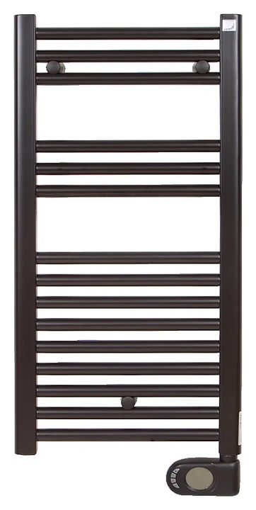 Полотенцесушитель электрический Zehnder Aura PBEBZ-080-40/MQ RAL9005 нижнее справа, черный матовый