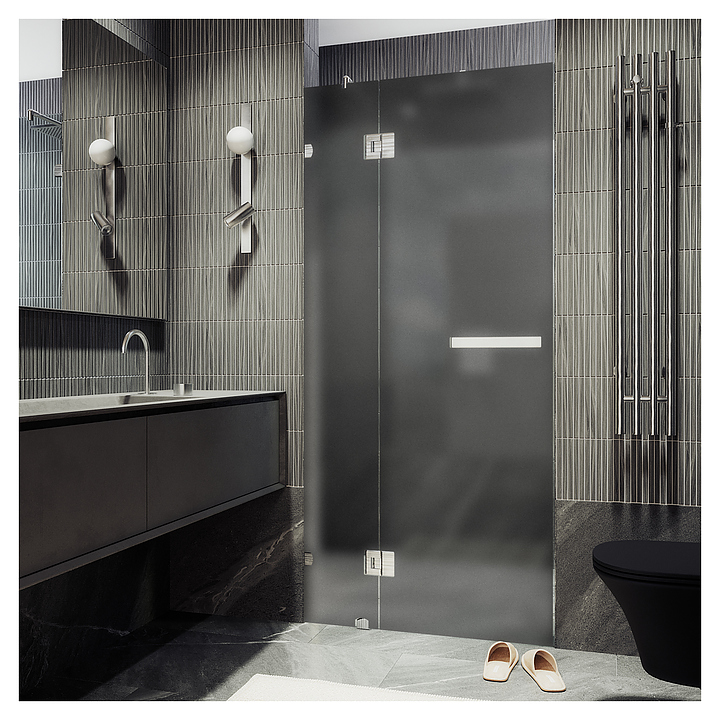 Дверь душевая MaybahGlass MGD-504-4 100х195 см, распашная, с добором на петлях, графит матовый, хром