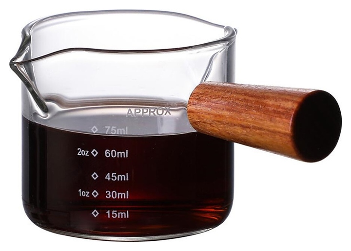 Мерный шот для кофе P.L. Barbossa S0442 75 мл 5,8х7,5 см h=5,4 см (стекло) с деревянной ручкой