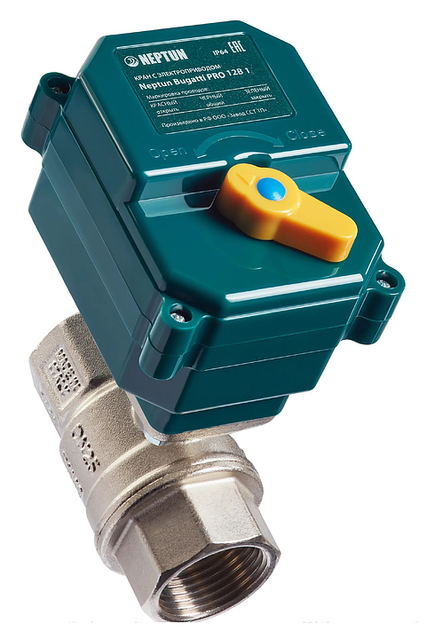 Кран шаровой Neptun Bugatti Pro 12В 1 дюйм (Ду 25 Ру40 ВР никель)
