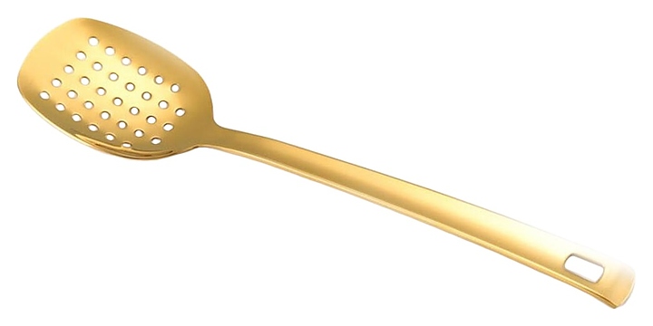 Ложка гарнирная P.L. Proff Cuisine EBUA-06G / Djeni Blunt Square Tip l=26 см перфорированная (нерж. cталь с PVD покрытием) золото