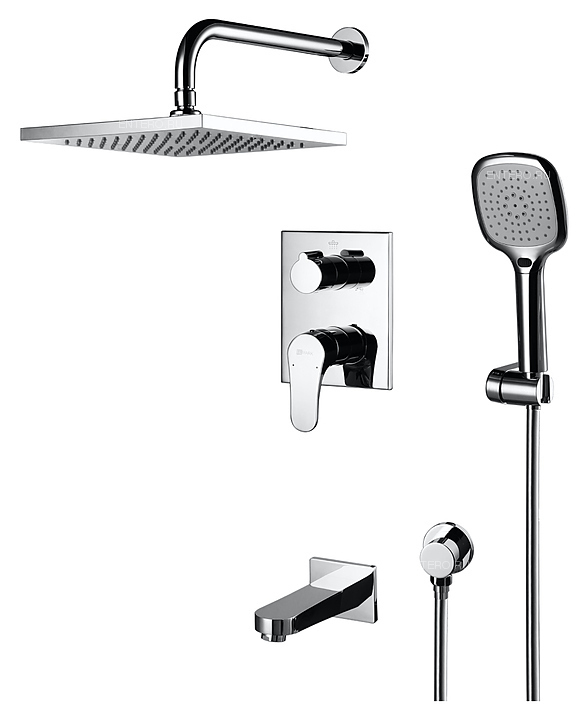 Душевой комплект LEMARK Shift LM4322C встраиваемый, с фиксированным плоским изливом, хром/белый