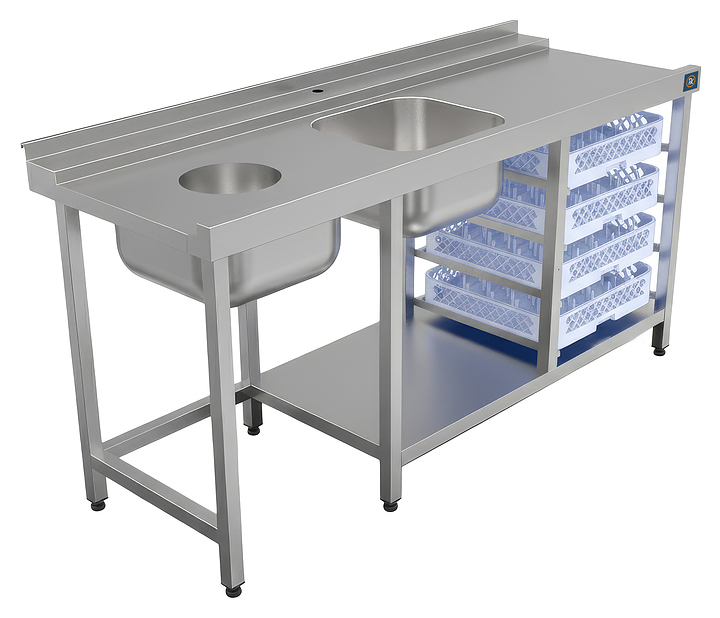 Стол для посудомоечной машины РЕКОМ СПМЦ/5-170/75/85 Л (левое крыло)