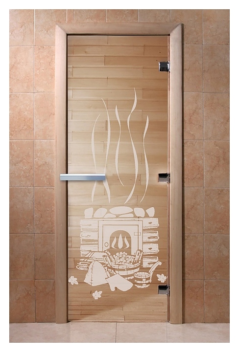 Дверь для хаммама Doorwood Хамам Банька 1900х700 мм правосторонняя (стекло / алюминий) прозрачная