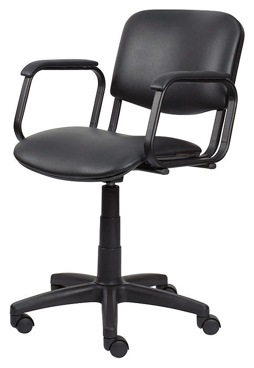 Кресло парикмахерское МЭДИСОН КОНТАКТ пневматика черная, пятилучье черное пластик, черное матовое